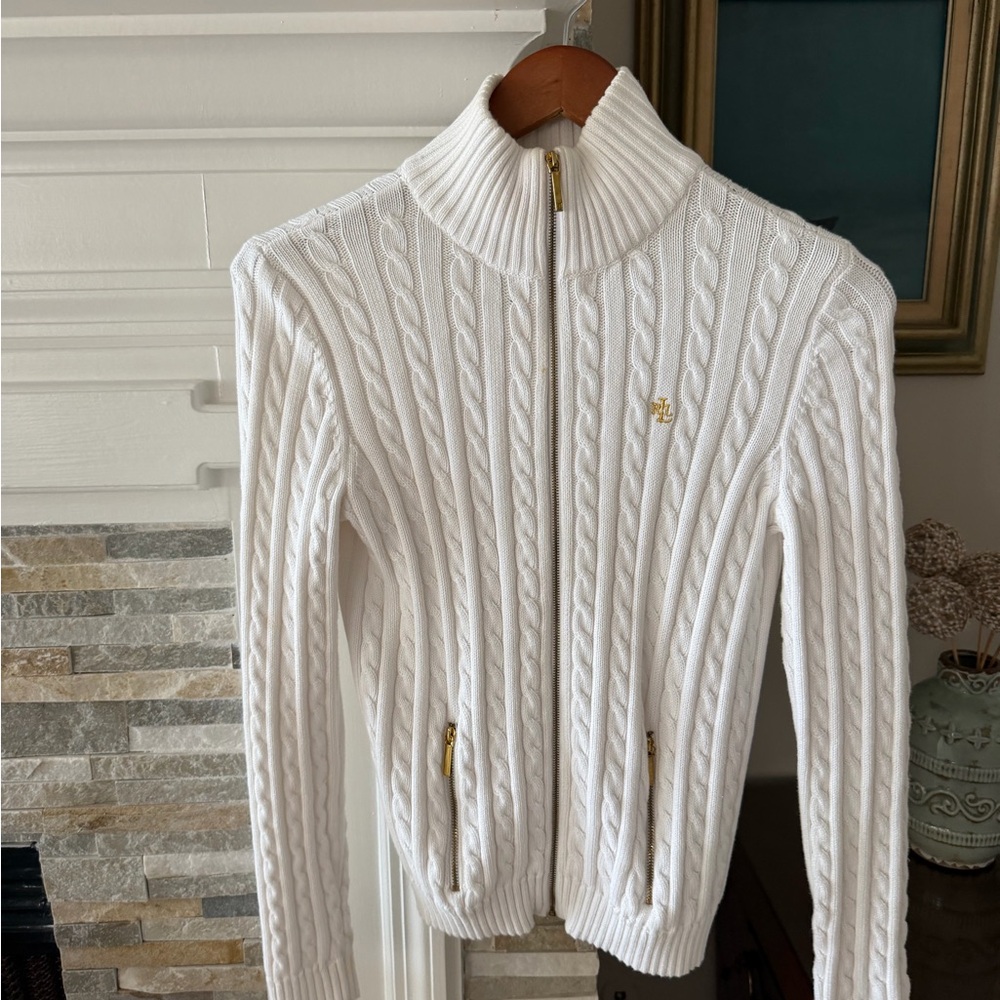 Ralph Lauren White Cable Knit Sweater Very Good Condition XS